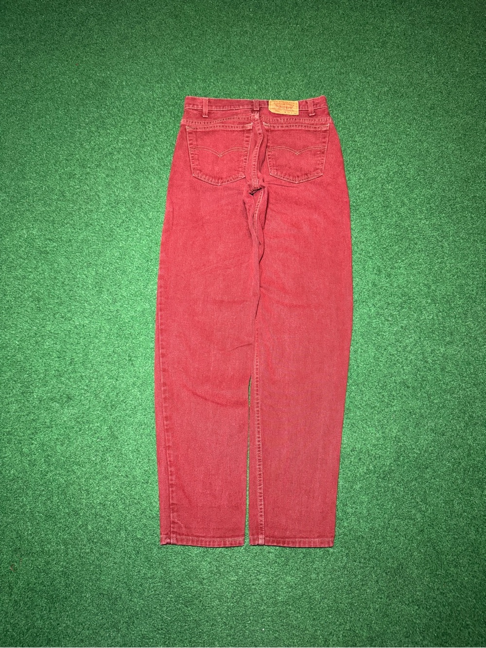Levis 550 Red Denim Jeans Vintage 90s Relaxed 30x32 USA Made Rare Grunge Crypt